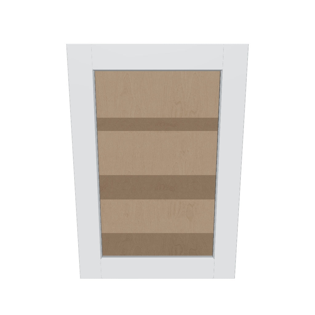 J&K White Shaker S8 Wall Glass Cabinet   21" W x 30" H (No Glass Insert)