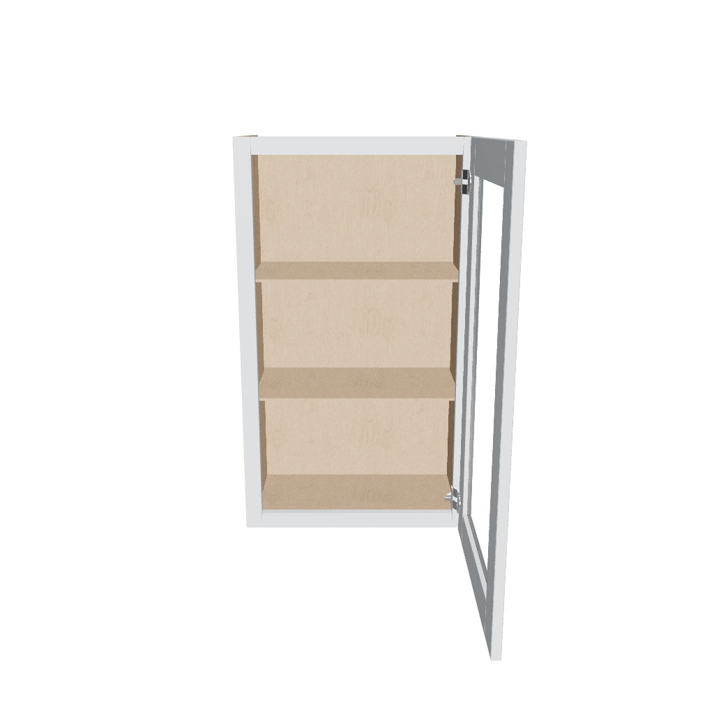 J&K White Shaker S8 Wall Glass Cabinet   21" W x 36" H (No Glass Insert)