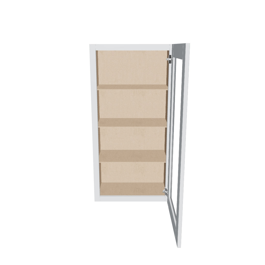 J&K White Shaker S8 Wall Glass Cabinet   21" W x 42" H (No Glass Insert)