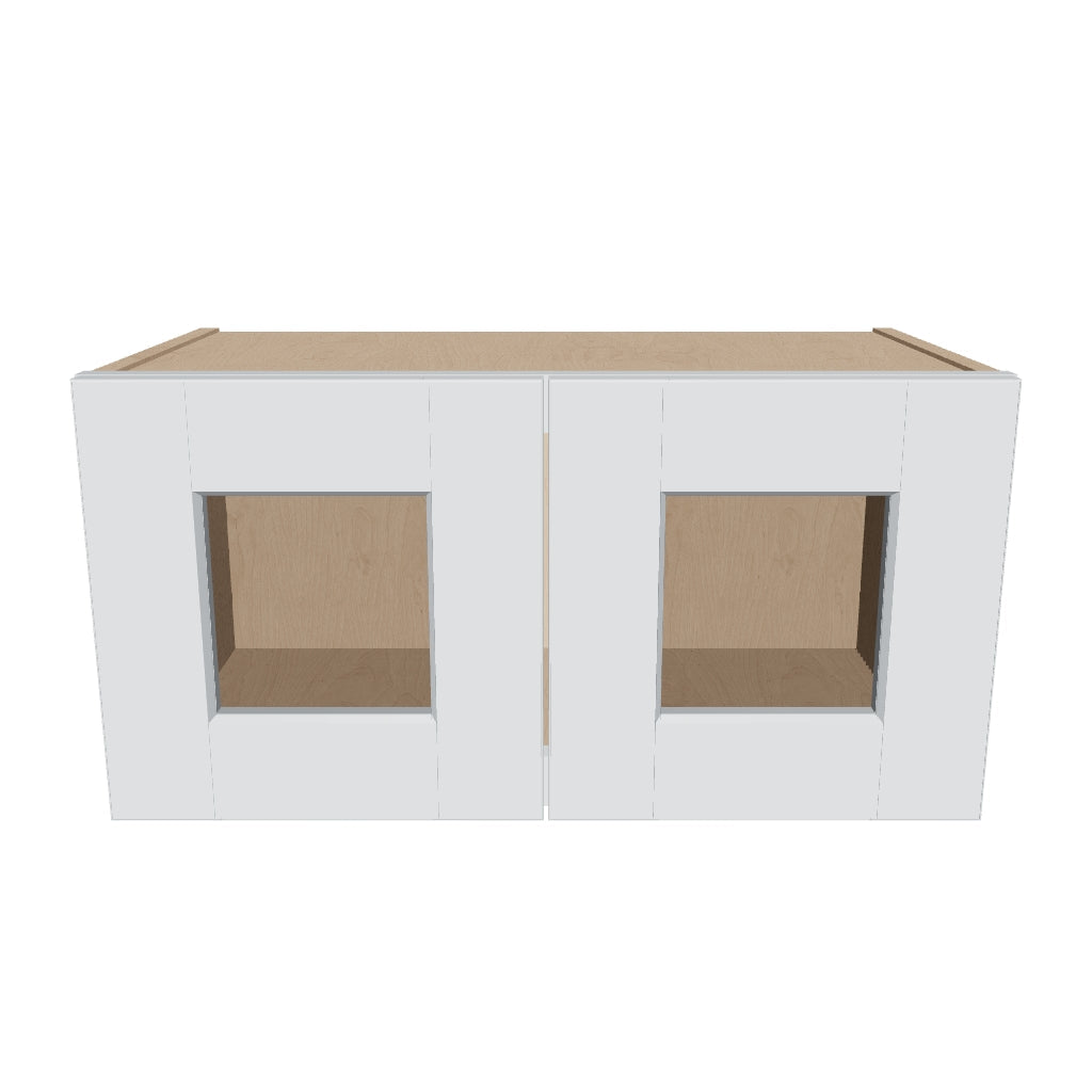 J&K White Shaker S8 Wall Glass Cabinet   24" W x 12" H (No Glass Insert)