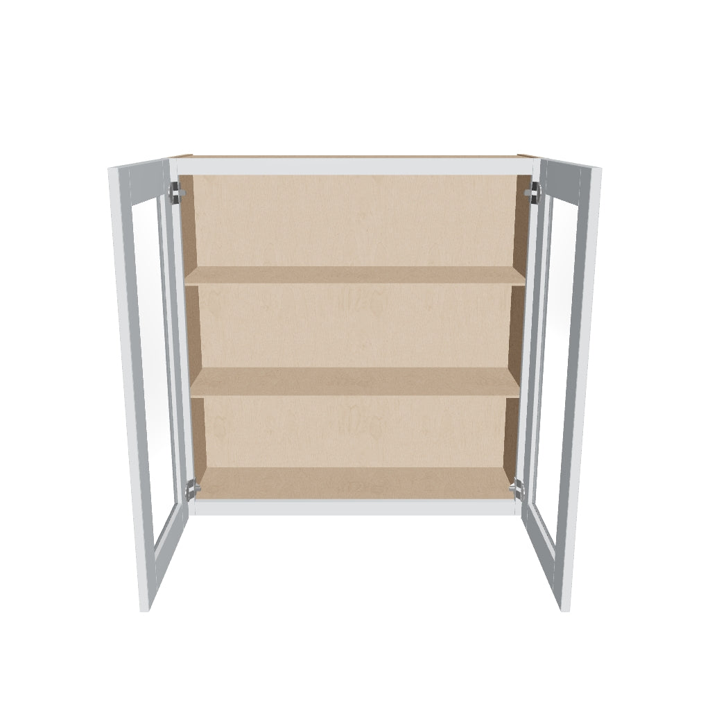 J&K White Shaker S8 Wall Glass Cabinet   36" W x 36" H (No Glass Insert)