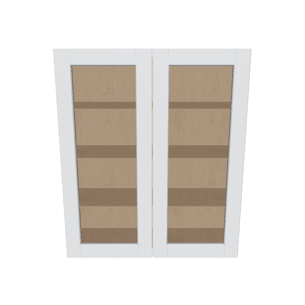 J&K White Shaker S8 Wall Glass Cabinet   36" W x 42" H (No Glass Insert)