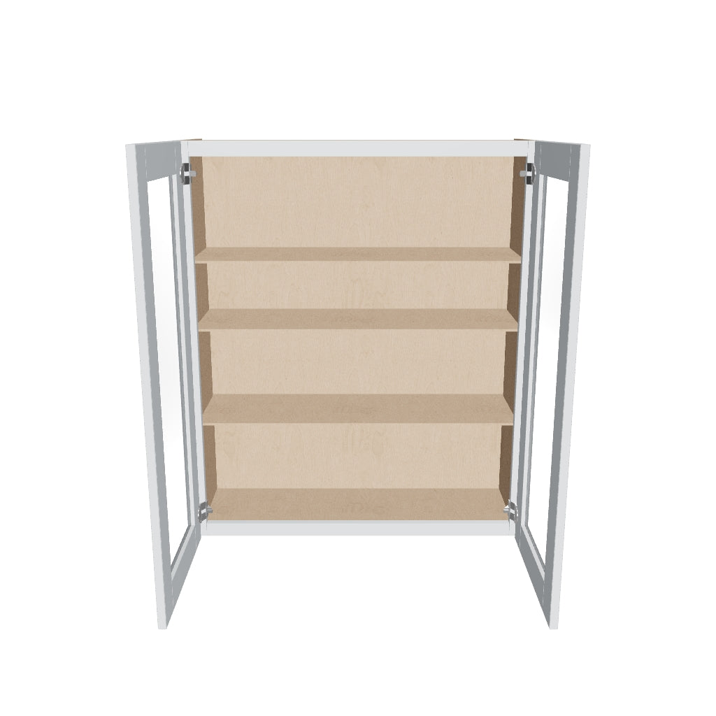 J&K White Shaker S8 Wall Glass Cabinet   36" W x 42" H (No Glass Insert)