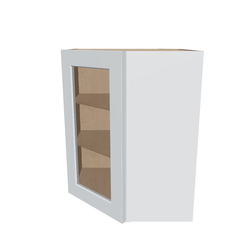 J&K White Shaker S8 Wall Diagonal Glass Insert  24" W x 30" H (No Glass Insert)