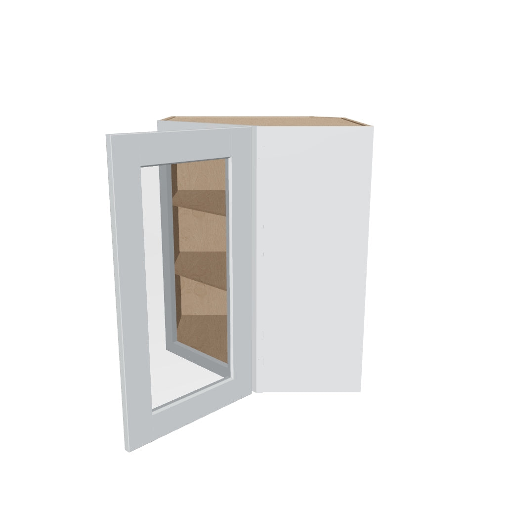 J&K White Shaker S8 Wall Diagonal Glass Insert  24" W x 30" H (No Glass Insert)