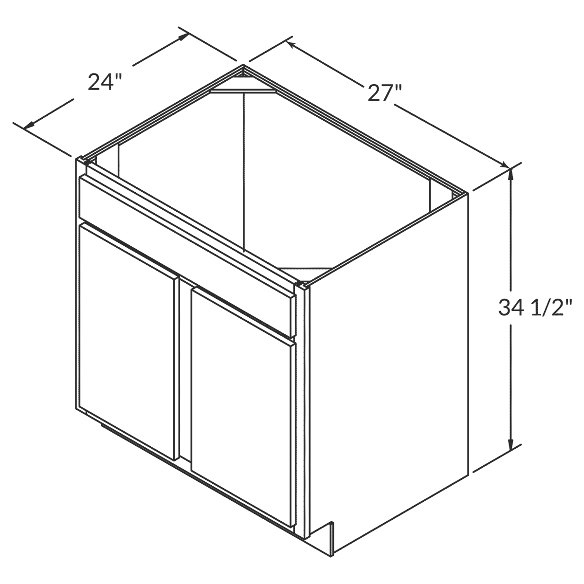 Sink Base Kitchen Cabinet SB27 Newport LessCare 27 in. width 34.5 in. height 24 in. depth