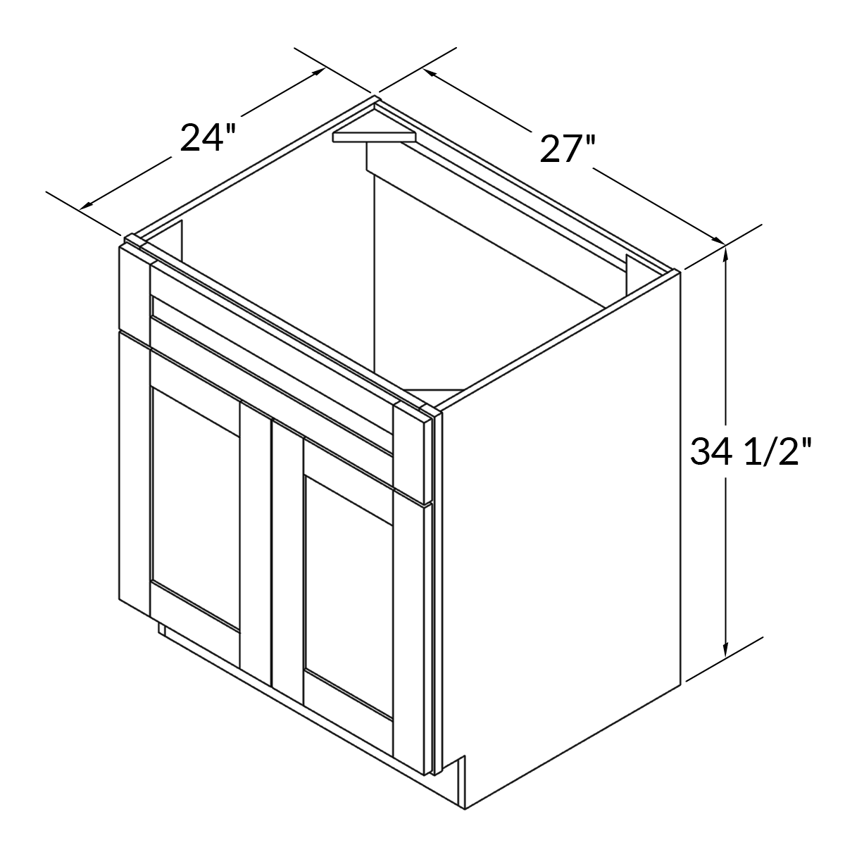 Sink Base Kitchen Cabinet SB27 Alpina White LessCare 27 in. width 34.5 in. height 24 in. depth