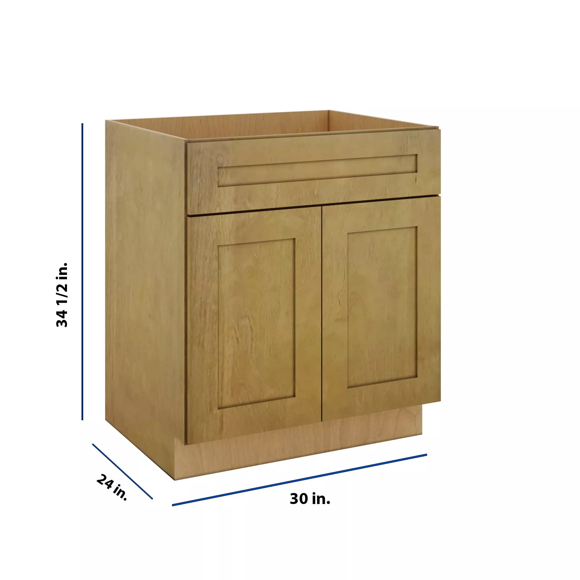 Modernform Cabinet Natural Shaker 30" W X 34 1/2" H X 24" D Double Door Sink Base Cabinet