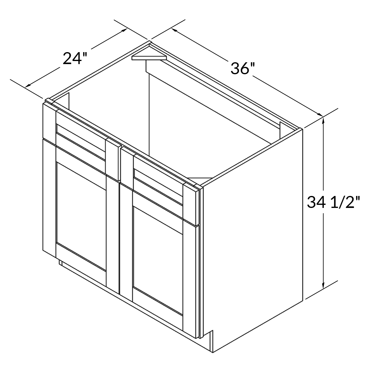 Sink Base Kitchen Cabinet SB36 Milan Pearl LessCare 36 in. width 34.5 in. height 24 in. depth