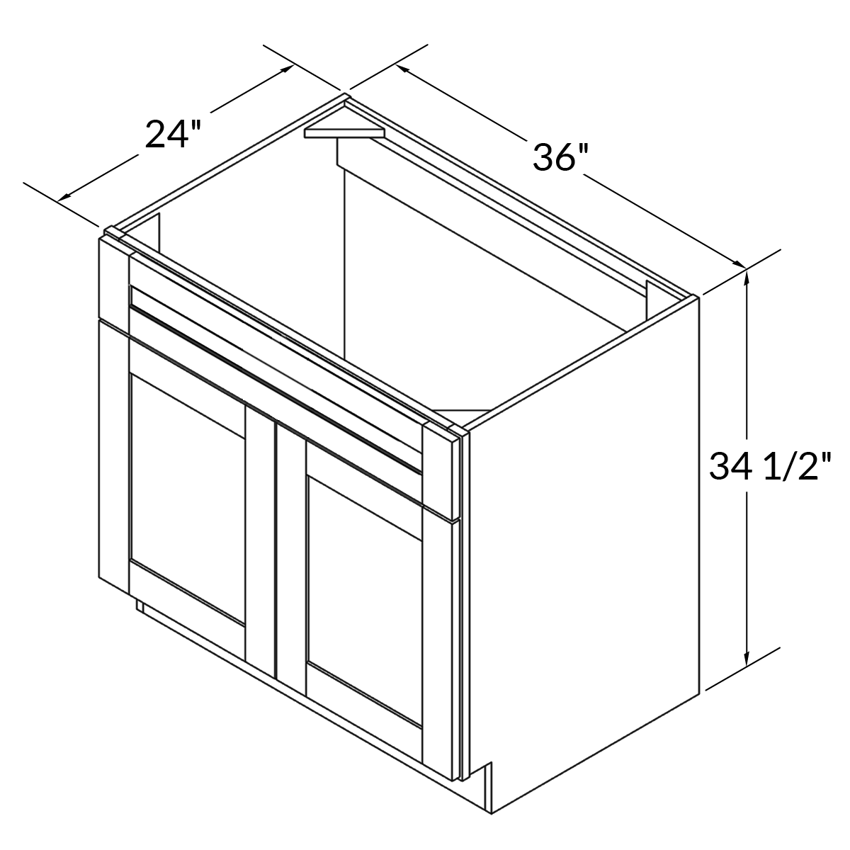 Sink Base Kitchen Cabinet SB36 Milan Slate 36 in. width 34.5 in. height 24 in. depth