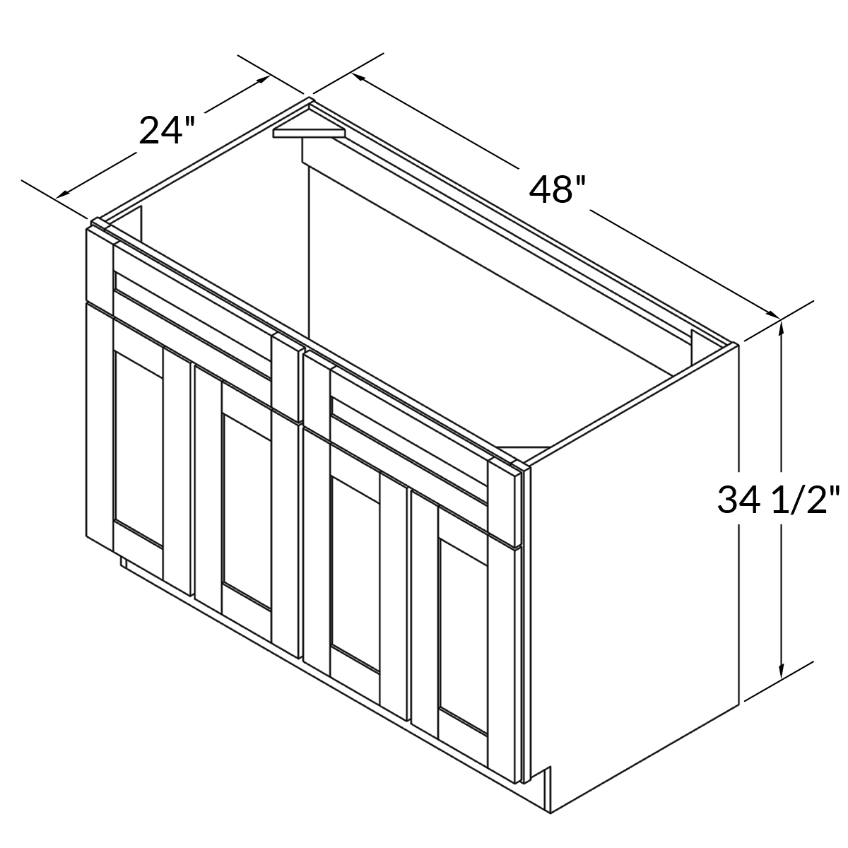 Sink Base Kitchen Cabinet SB48 Colonial Gray LessCare 48 in. width 34.5 in. height 24 in. depth