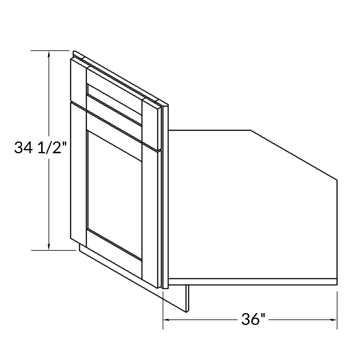 Sink Front Corner Base Kitchen Cabinet SFC36 Alpina White LessCare 34.5 in. height 36 in. depth