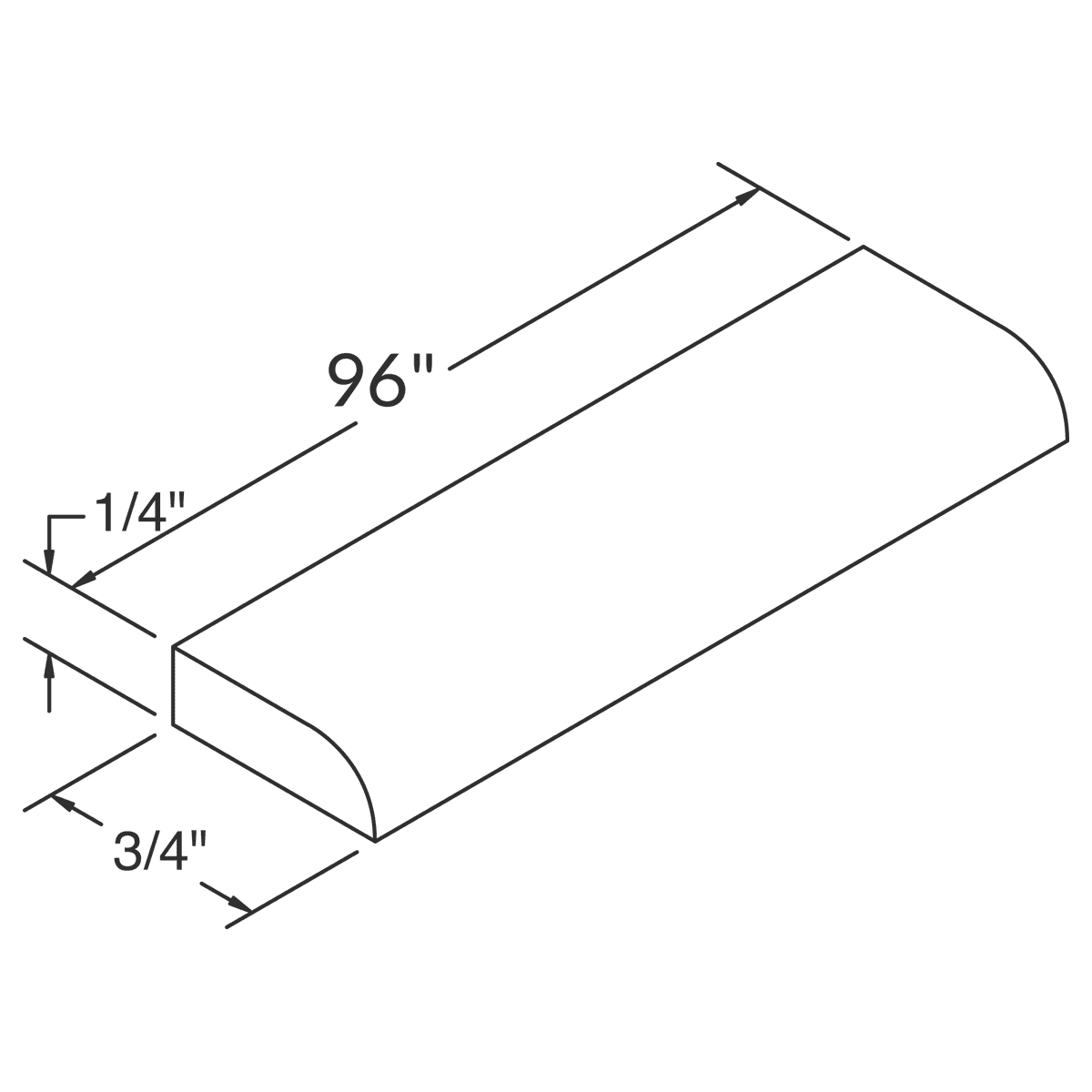 LessCare Alpina White 96" Length Scribe Molding Wireframe