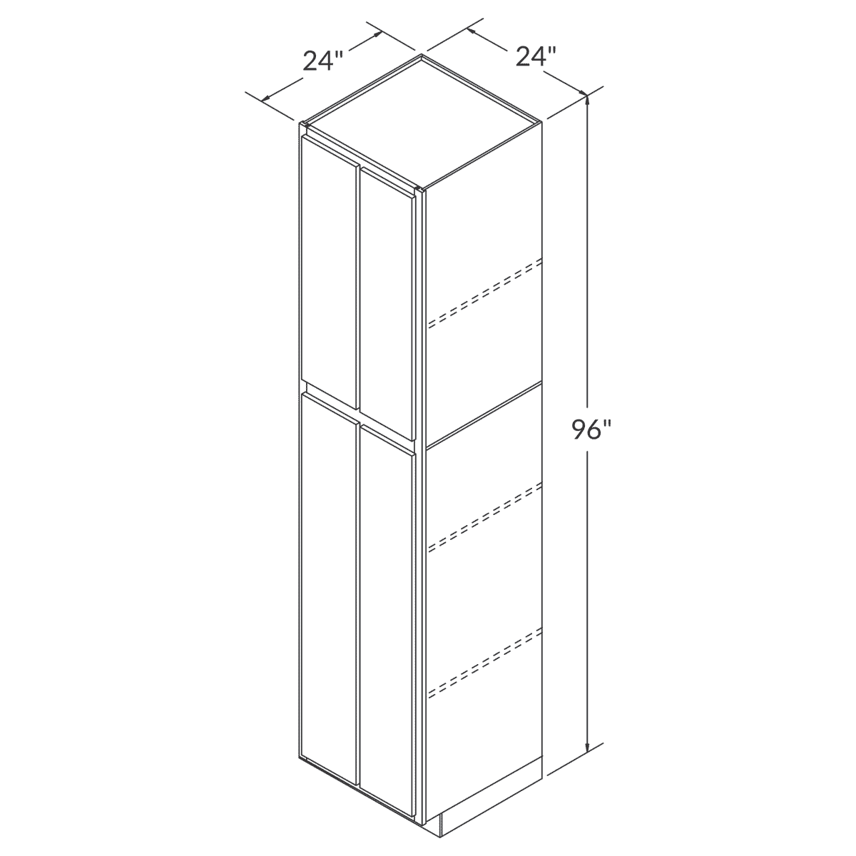 Cubitac Basic Oxford Pastel Tall Pantry 24"W x 96"H Assembled Cabinet Wireframe