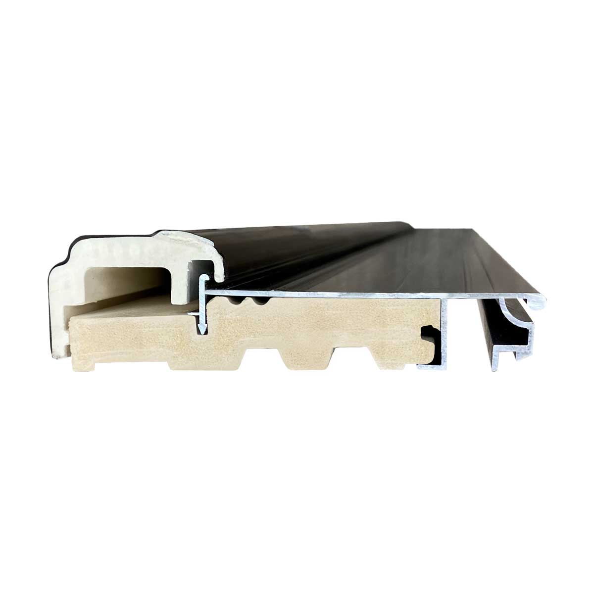 4 Lite Decorative Glass Stained Dark Walnut Prehung Fiberglass Exterior Door with Brickmold