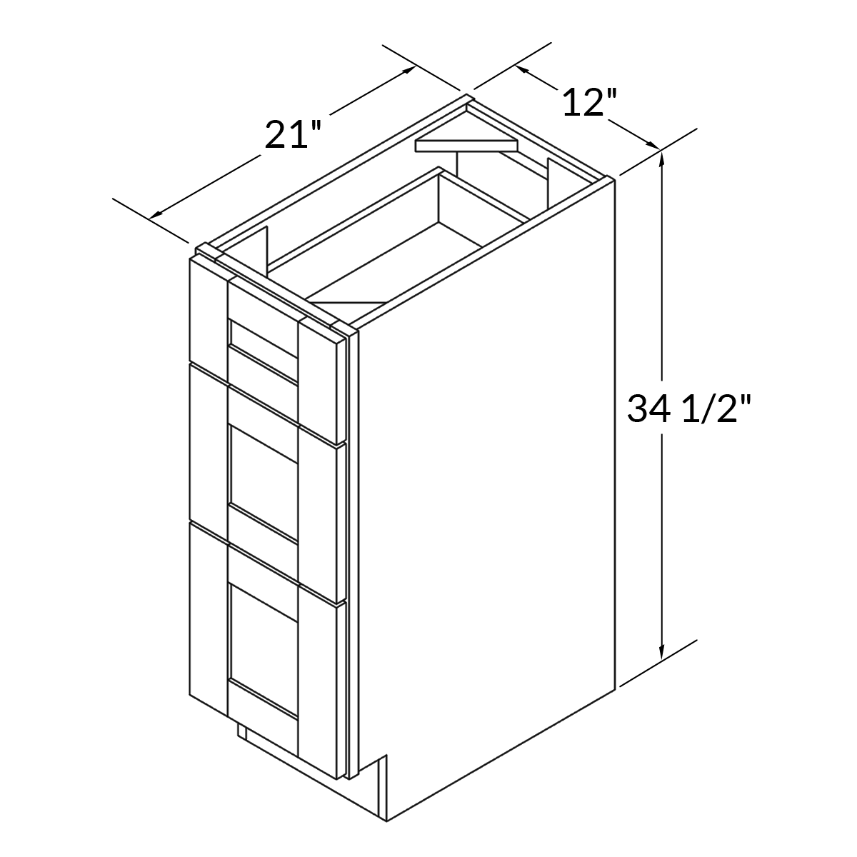 Vanity Drawer Base Cabinet VDB1221345 Danbury Blue LessCare 12 in. width 34.5 in. height 21 in. depth