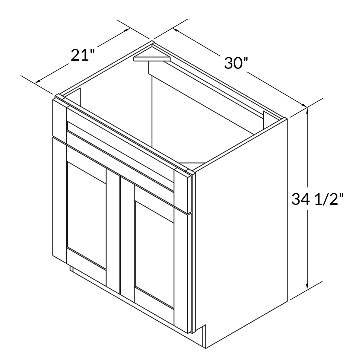 Vanity Sink Base Cabinet VSB3021345 Danbury Blue LessCare 30 in. width 34.5 in. height 21 in. depth