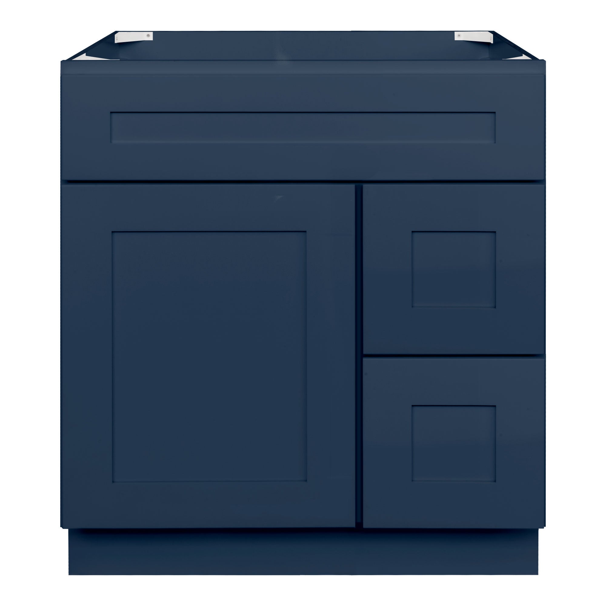 Vanity Sink Base Cabinet with Right Drawers 30 Inch Wide x 21 Inch Deep x 34 1/2 Inch High Danbury Blue Series