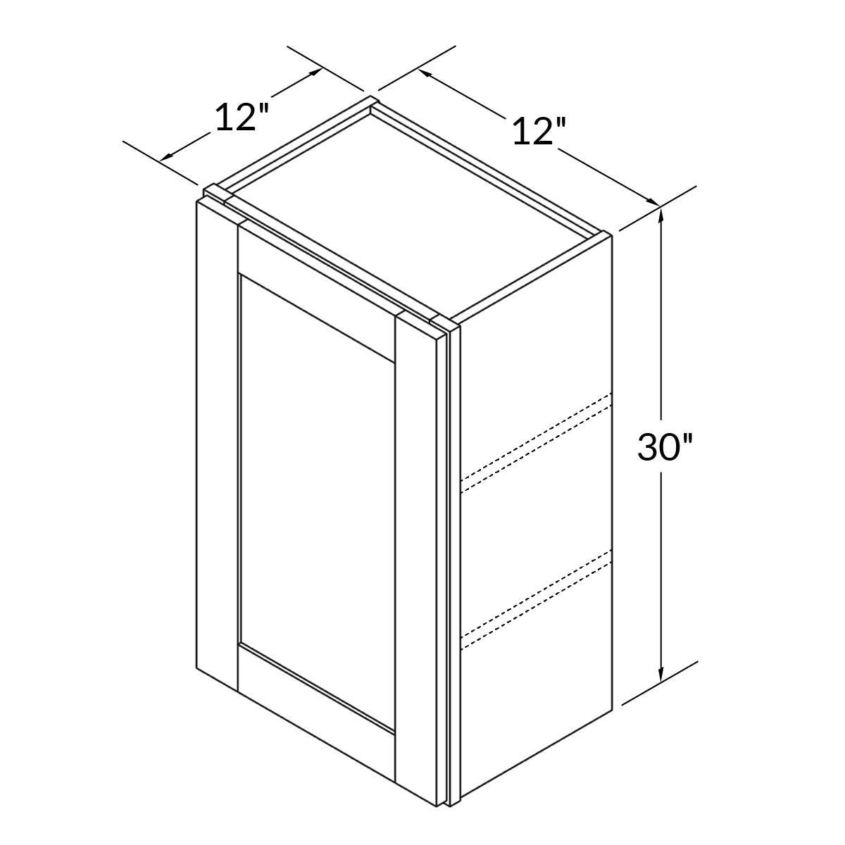 Wall Kitchen Cabinet W1230 Shaker Toffee LessCare 12 in. width 30 in. height 12 in. depth