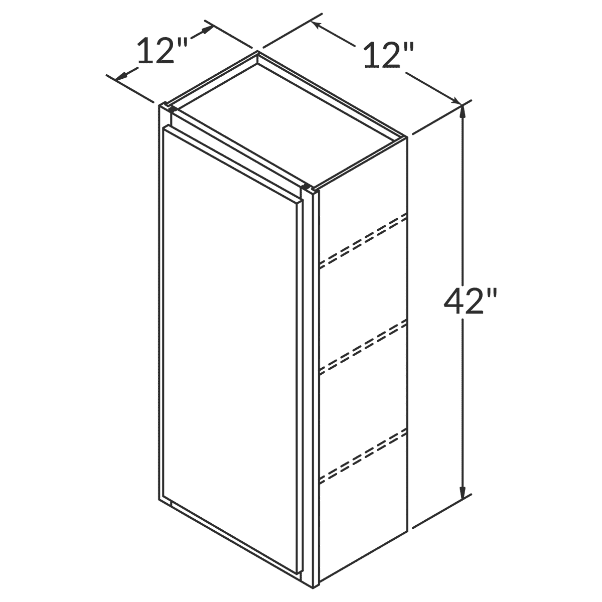 LessCare Newport Wall 12"W x 42"H Shaker Cabinet Wireframe