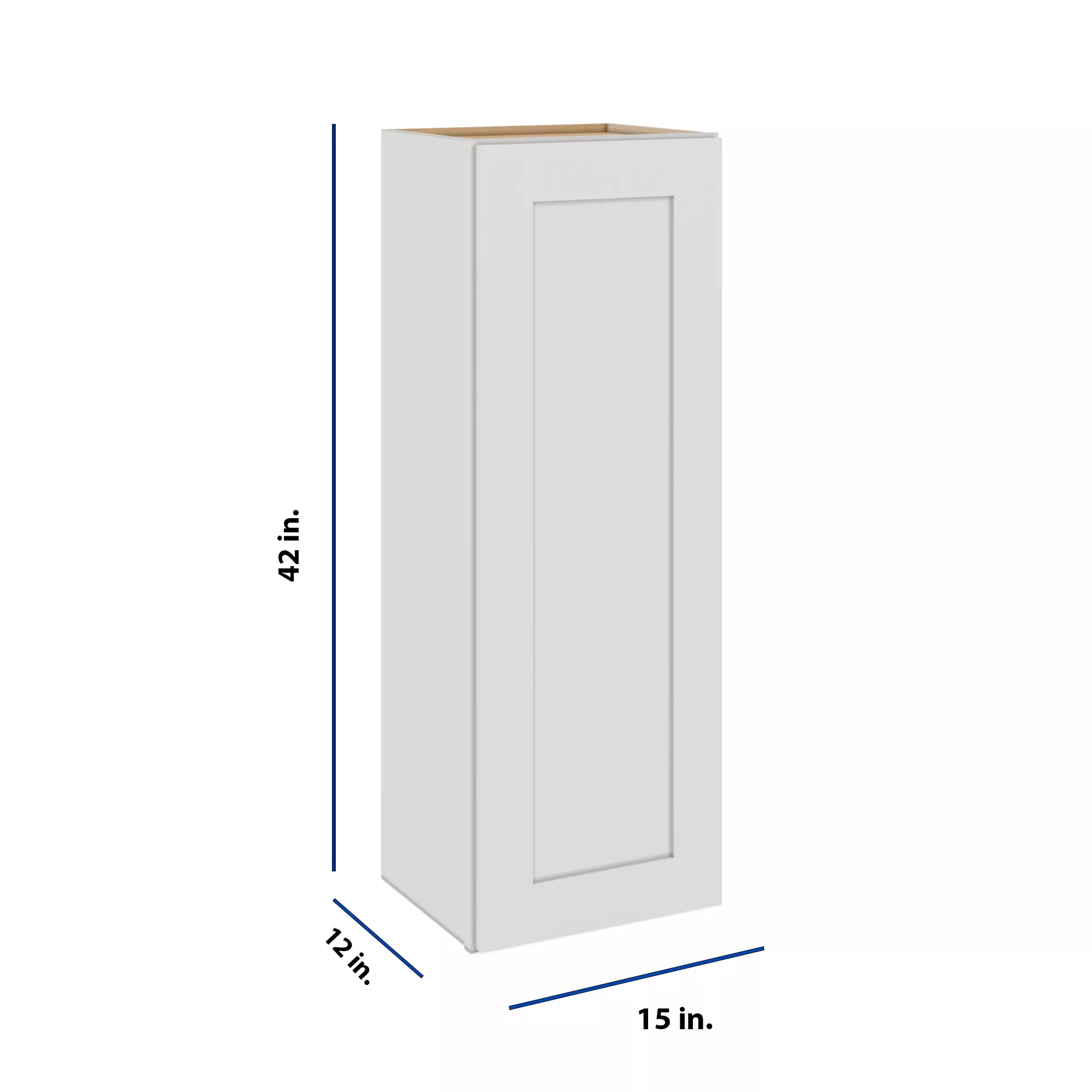 Modernform Cabinet White Shaker 15" W X 42" H X 12" D Single Door Wall Cabinet