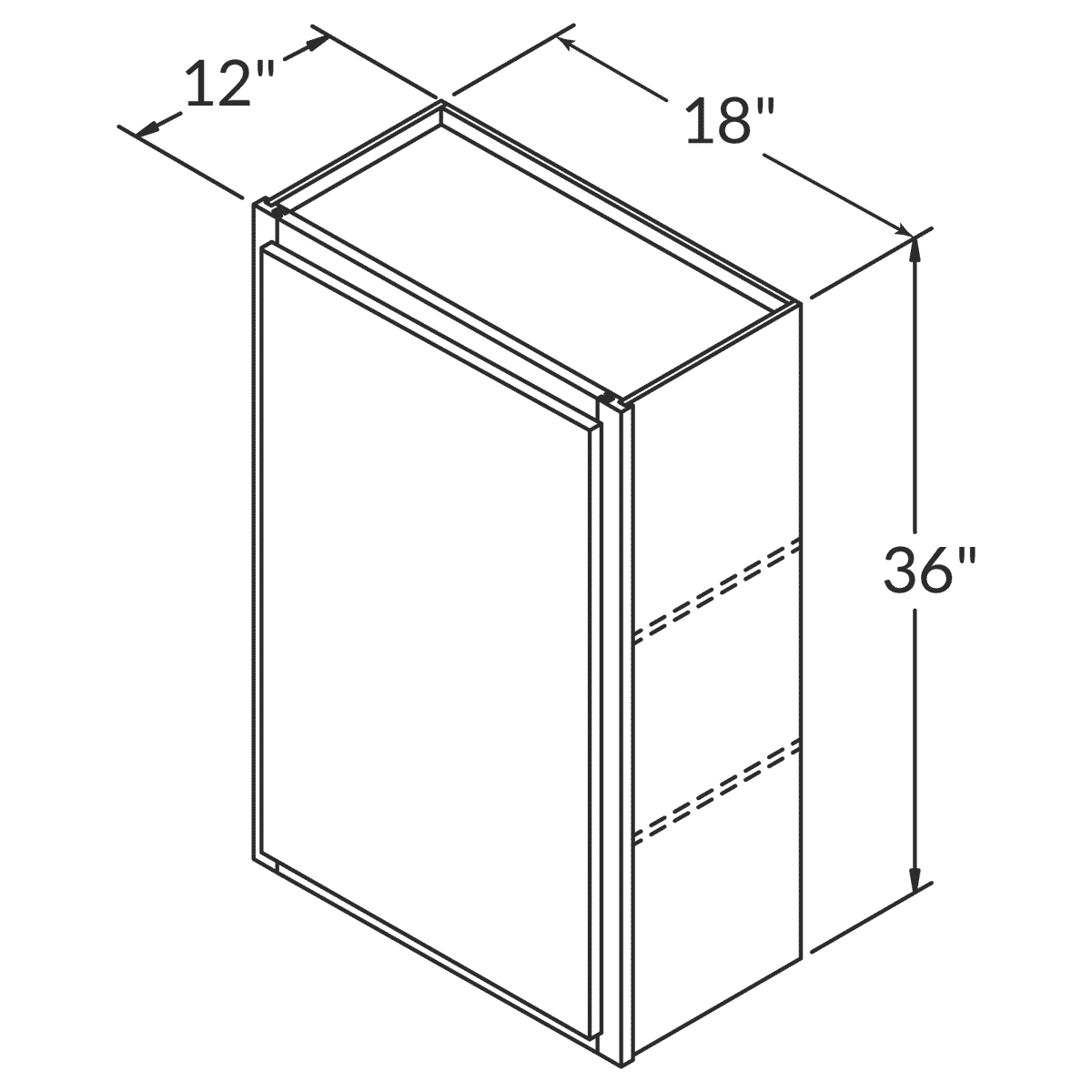 LessCare Alpina White Wall 18"W x 36"H Shaker Cabinet Wireframe