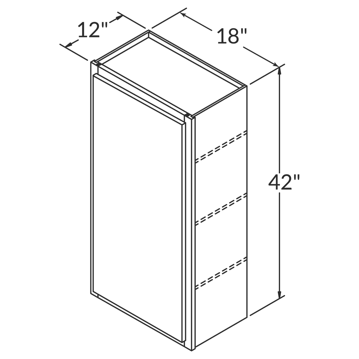 LessCare Alpina White Wall 18"W x 42"H Shaker Cabinet Wireframe