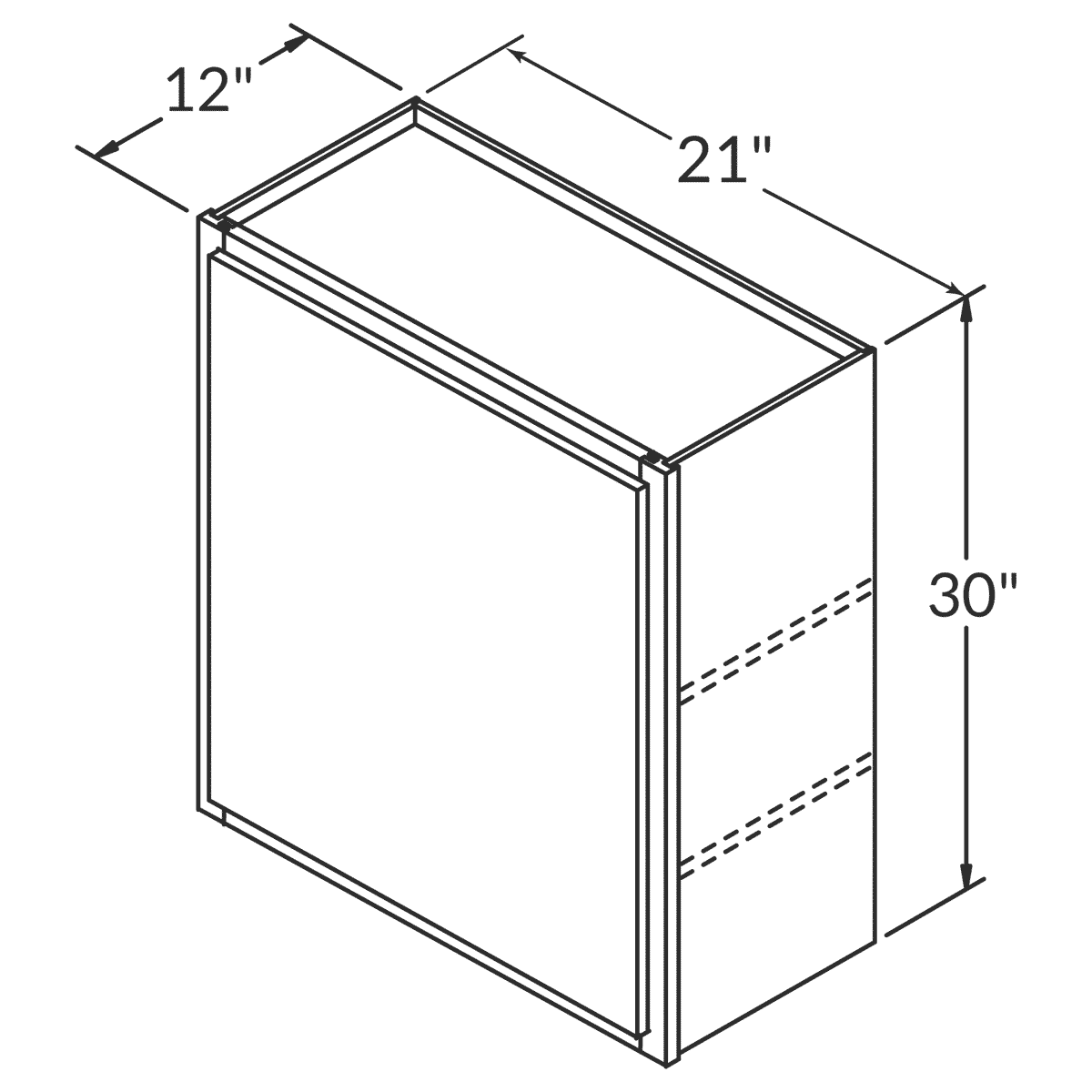 LessCare Alpina White Wall 21"W x 30"H Shaker Cabinet Wireframe