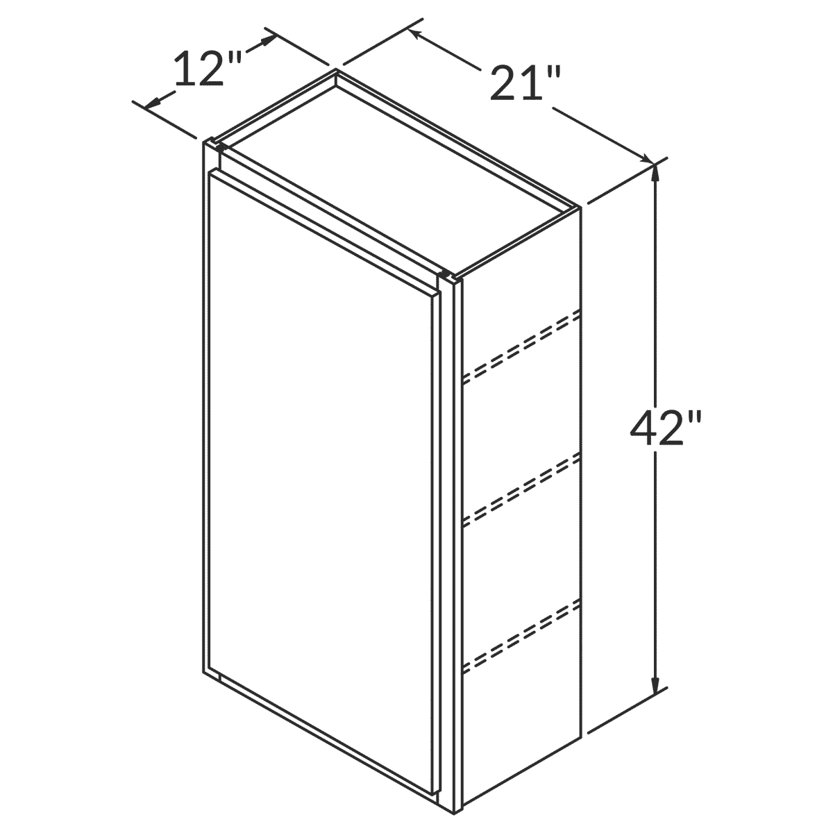 Cubitac Basic Oxford Pastel Wall 21"W x 42"H Assembled Cabinet Wireframe