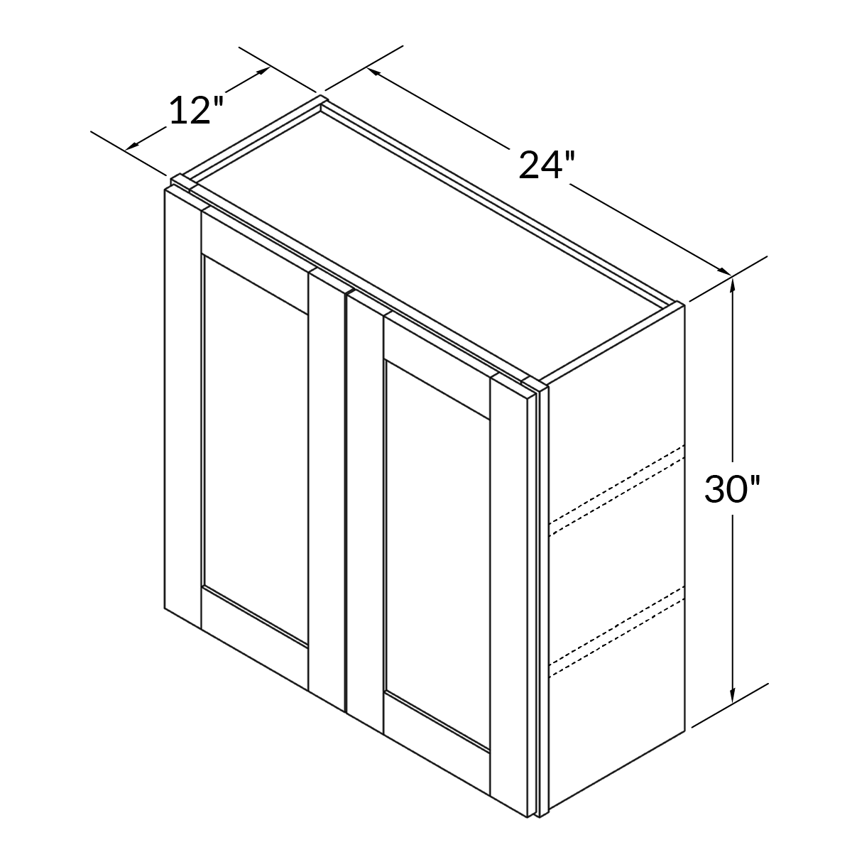 Wall Kitchen Cabinet W2430 Milan Pearl LessCare 24 in. width 30 in. height 12 in. depth