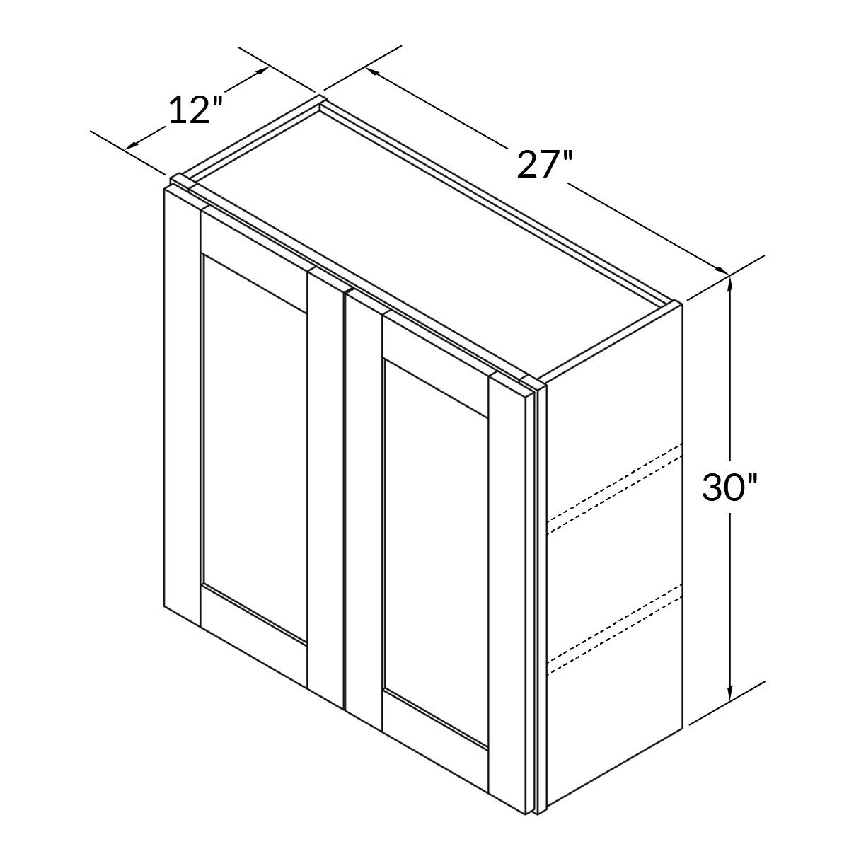 Wall Kitchen Cabinet W2730 Alpina White LessCare 27 in. width 30 in. height 12 in. depth