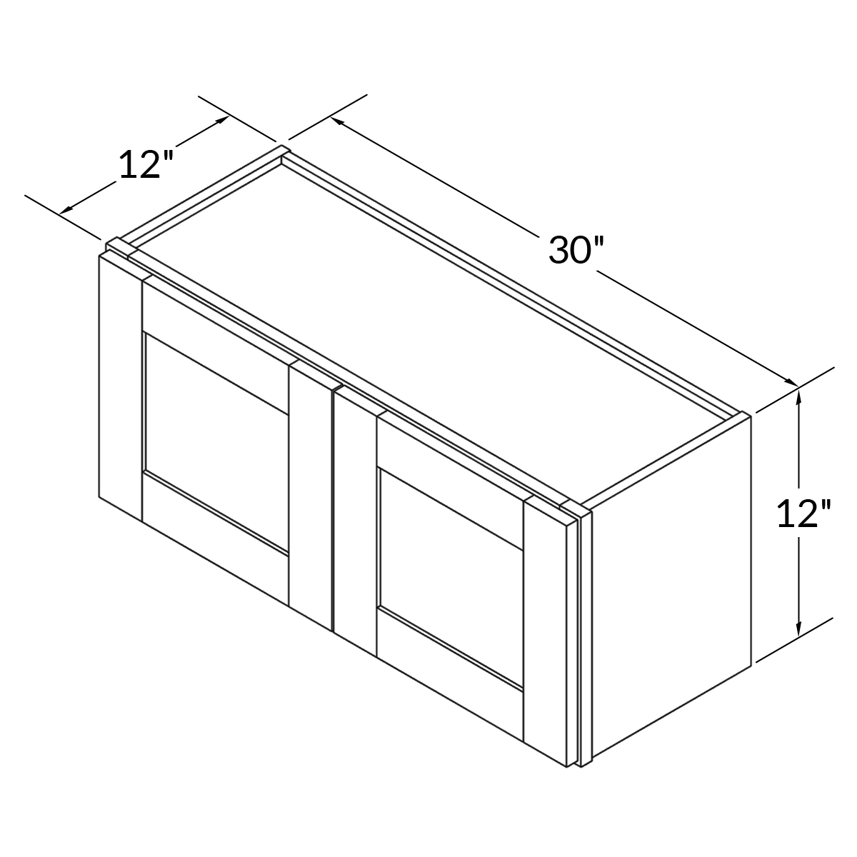 Wall Kitchen Cabinet W3012 Danbury Blue LessCare 30 in. width 12 in. height 12 in. depth