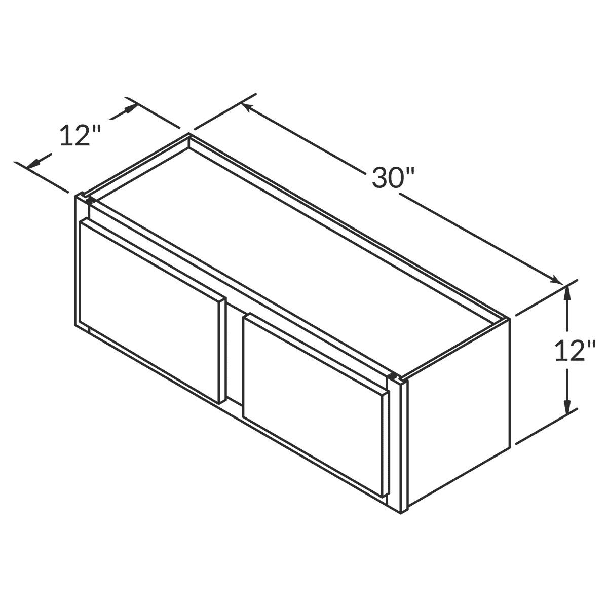 LessCare Alpina White Wall 30"W x 12"H Shaker Cabinet Wireframe