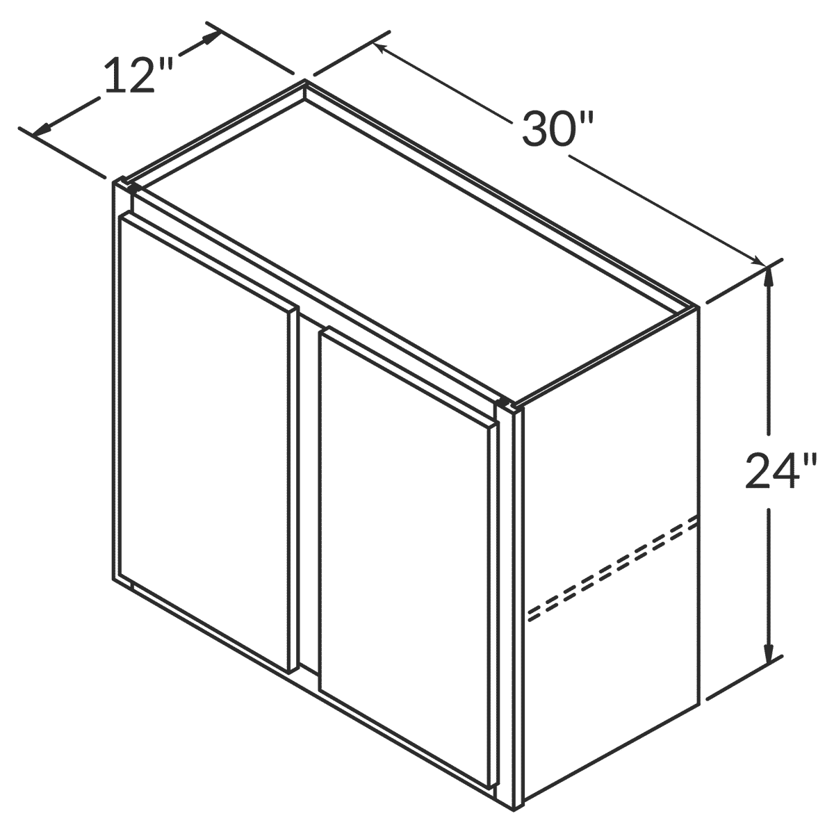 LessCare Alpina White Wall 30"W x 24"H Shaker Cabinet Wireframe