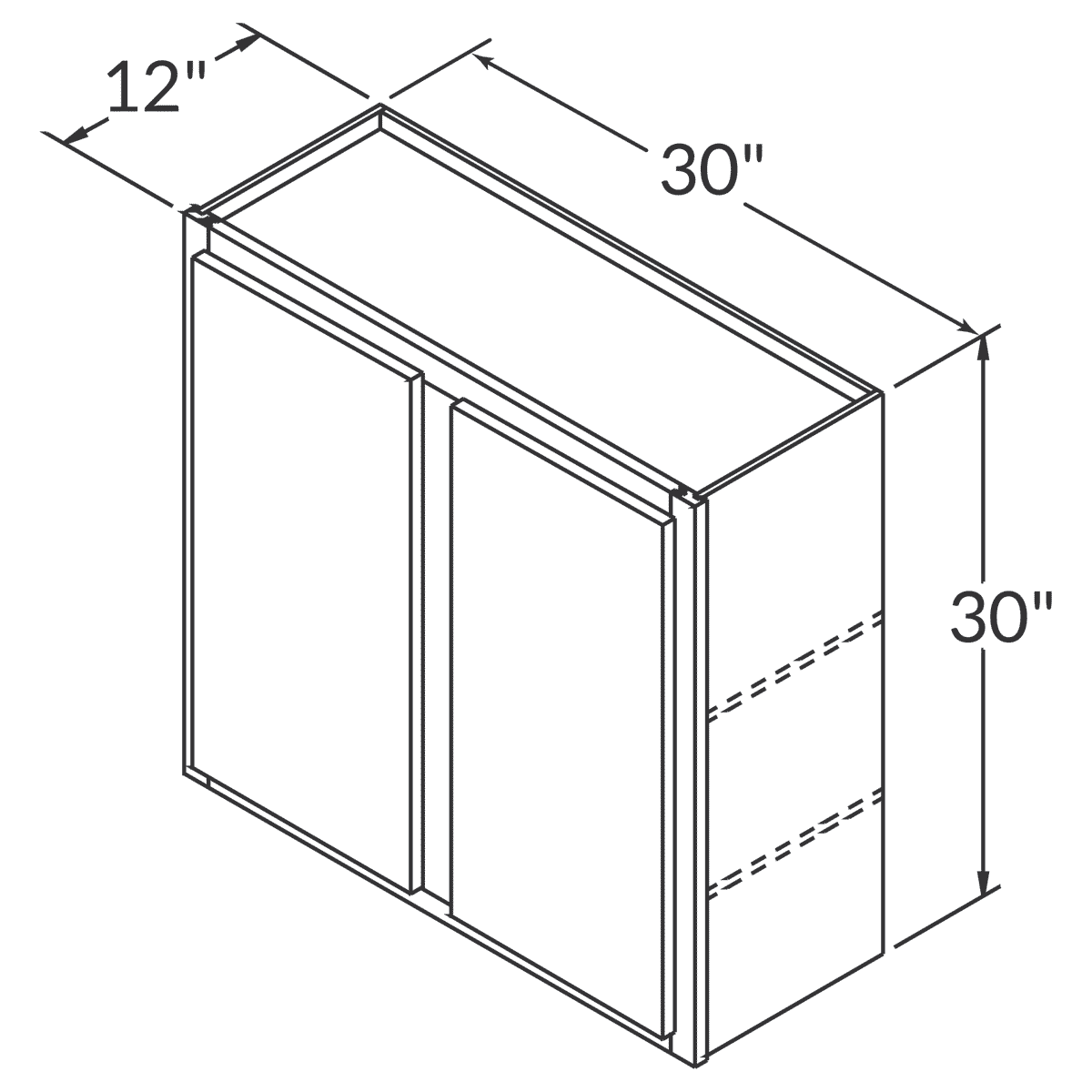 LessCare Newport Wall 30"W x 30"H Shaker Cabinet Wireframe