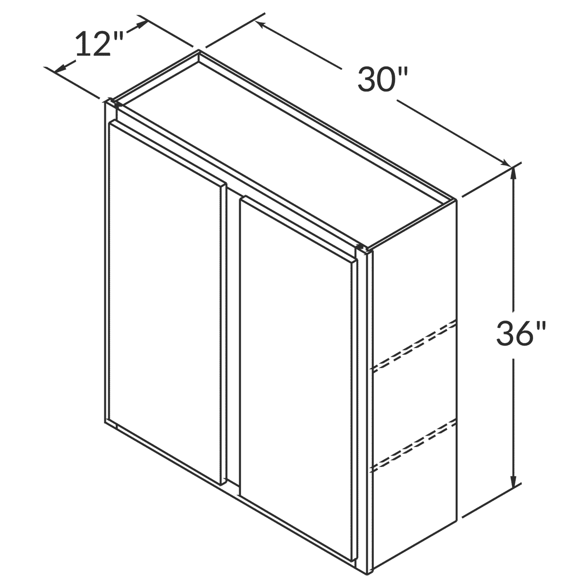 Cubitac Basic Oxford Pastel Wall 30"W x 36"H Assembled Cabinet Wireframe