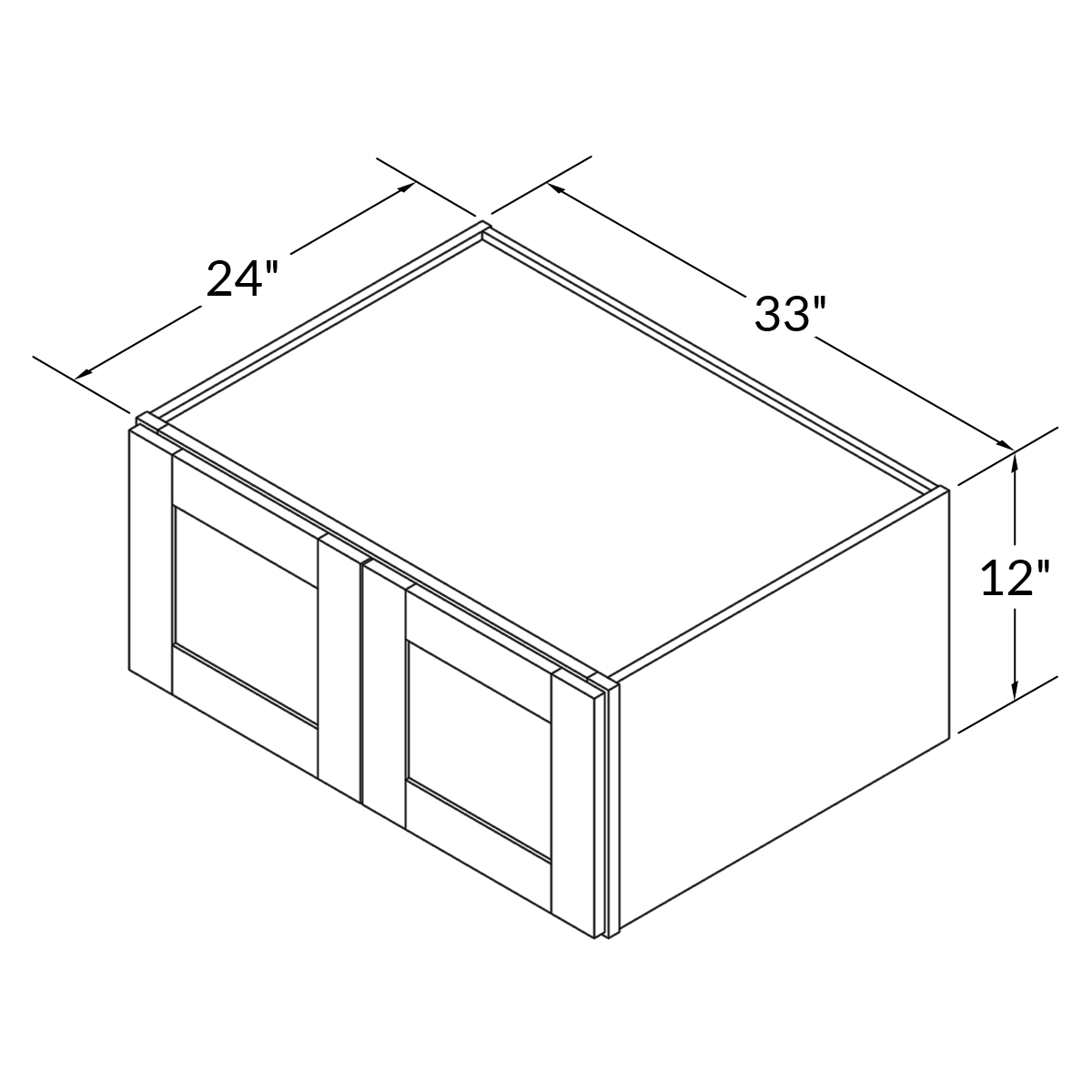 33”W x 12”H x 24”D Wall Kitchen Cabinet - Shaker Toffee