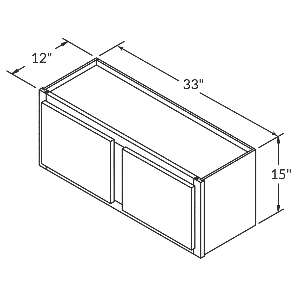 LessCare Alpina White Wall 33"W x 15"H Shaker Cabinet Wireframe