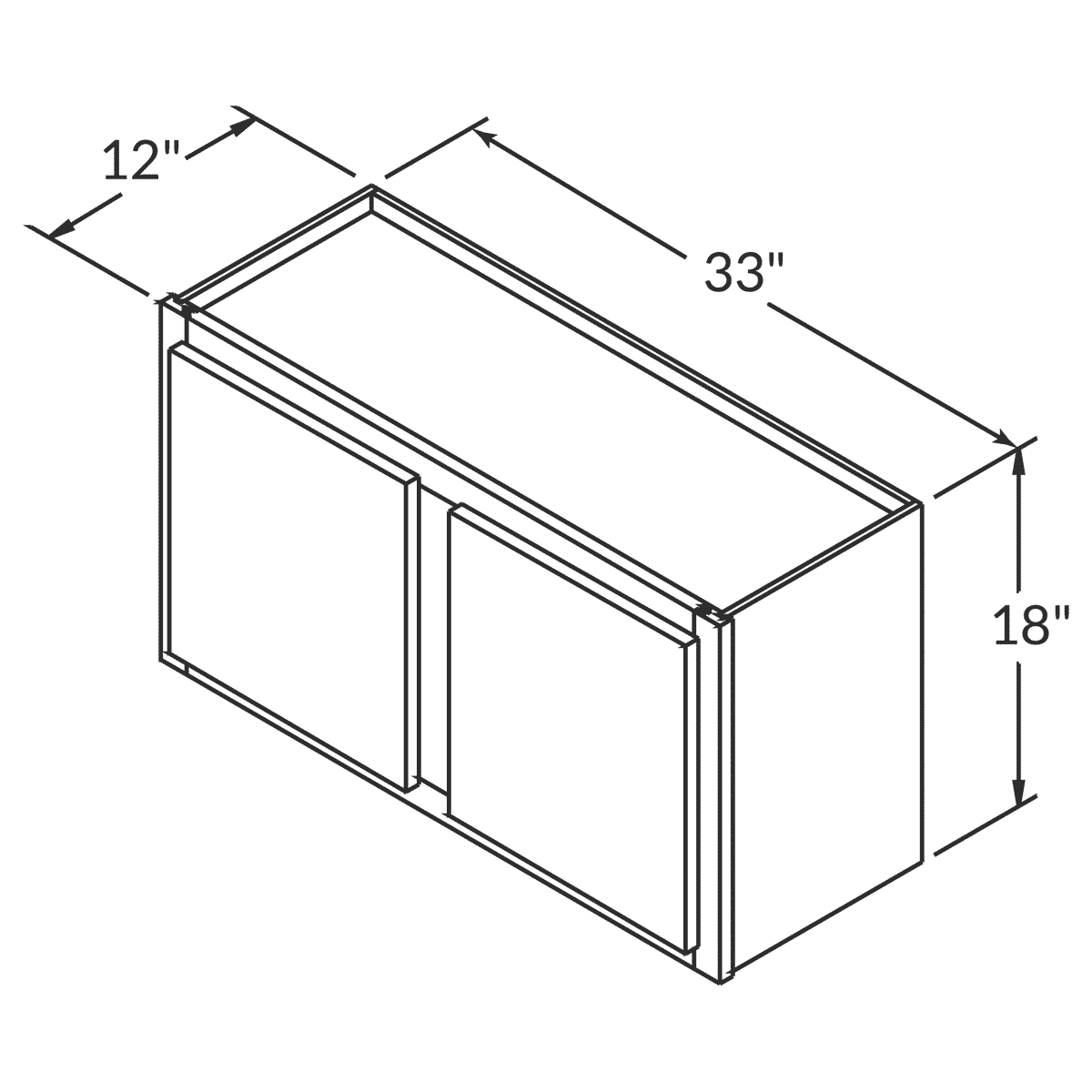 LessCare Newport Wall 33"W x 18"H Shaker Cabinet Wireframe