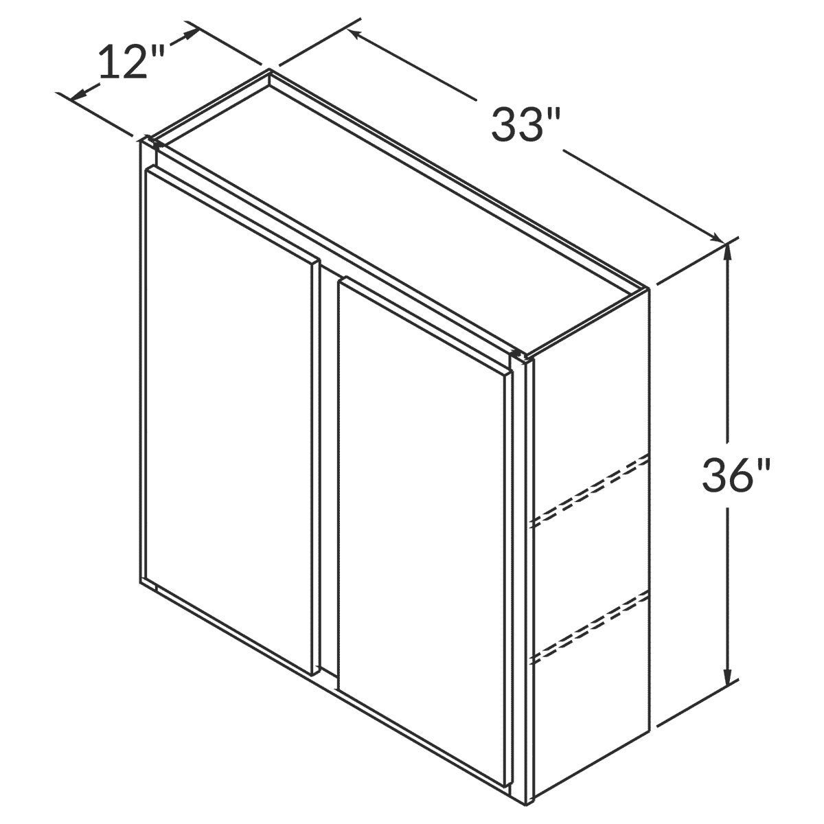 LessCare Alpina White Wall 33"W x 36"H Shaker Cabinet Wireframe