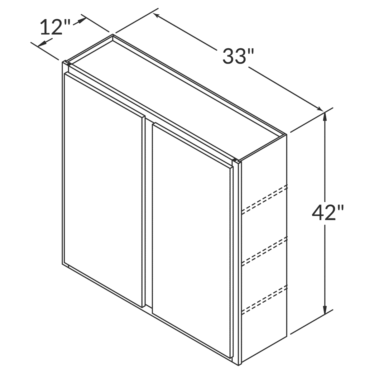 Cubitac Imperial Sofia Caramel Wall 33"W x 42"H Assembled Cabinet Wireframe