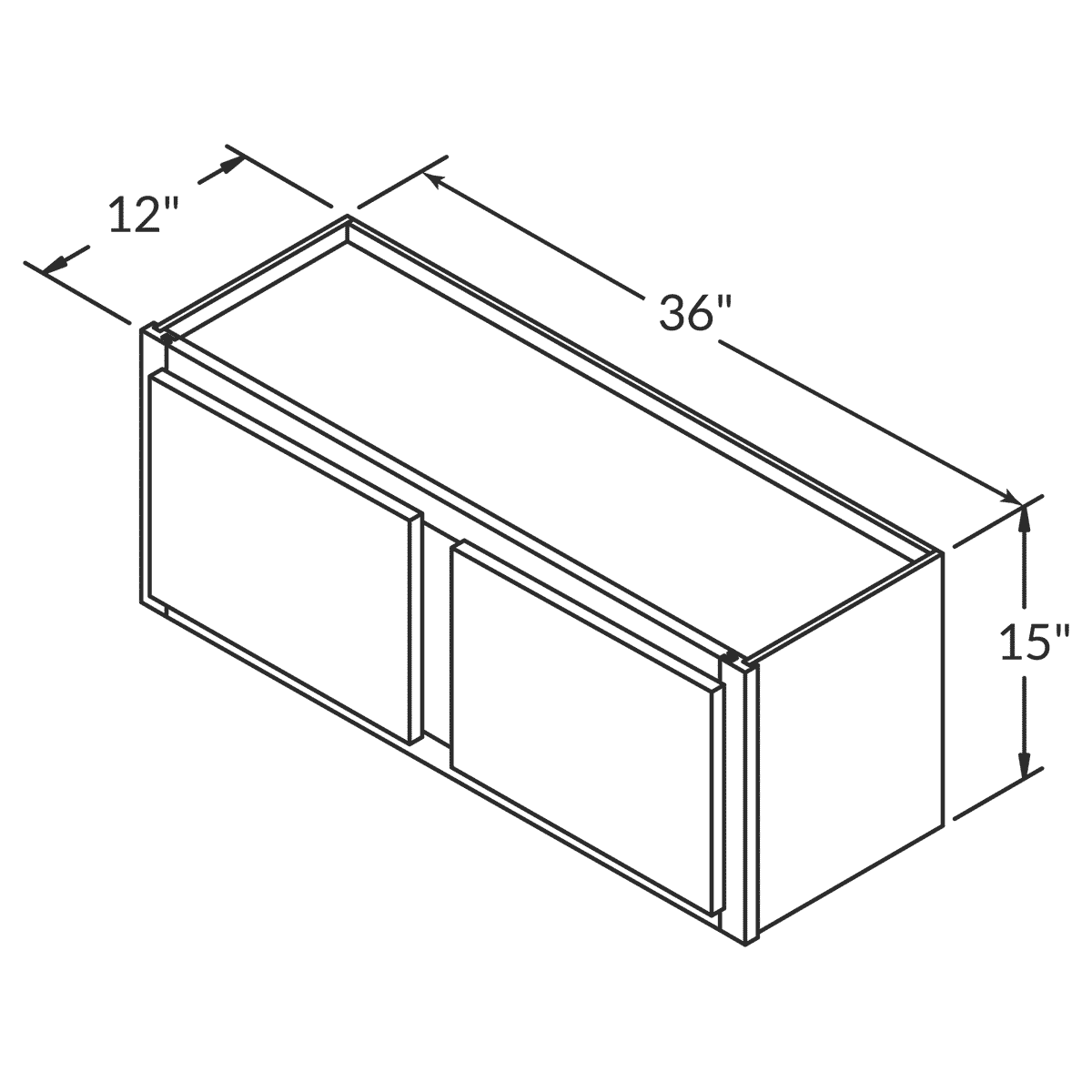 LessCare Newport Wall 36"W x 15"H Shaker Cabinet Wireframe