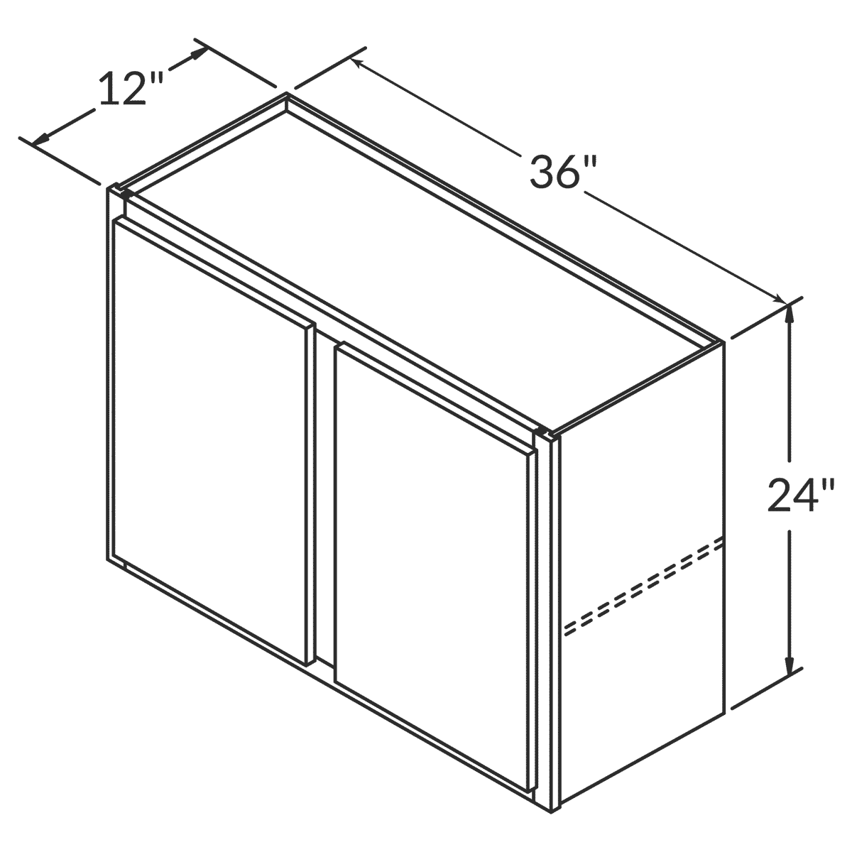 LessCare Alpina White Wall 36"W x 24"H Shaker Cabinet Wireframe