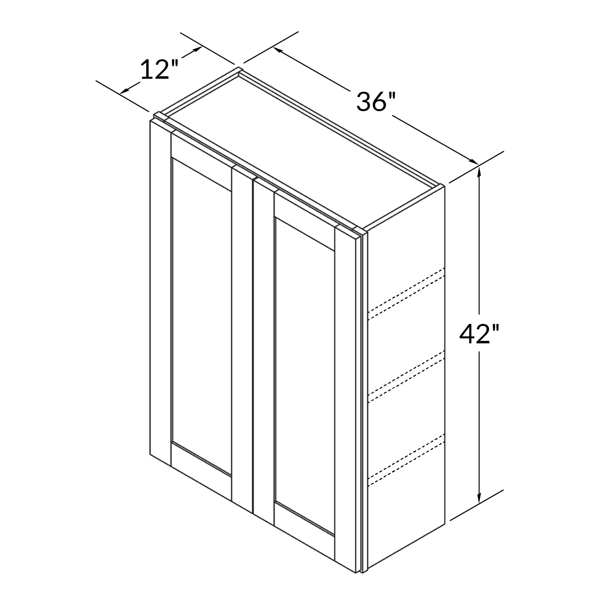 Wall Kitchen Cabinet W3642 Danbury Blue LessCare 36 in. width 42 in. height 12 in. depth